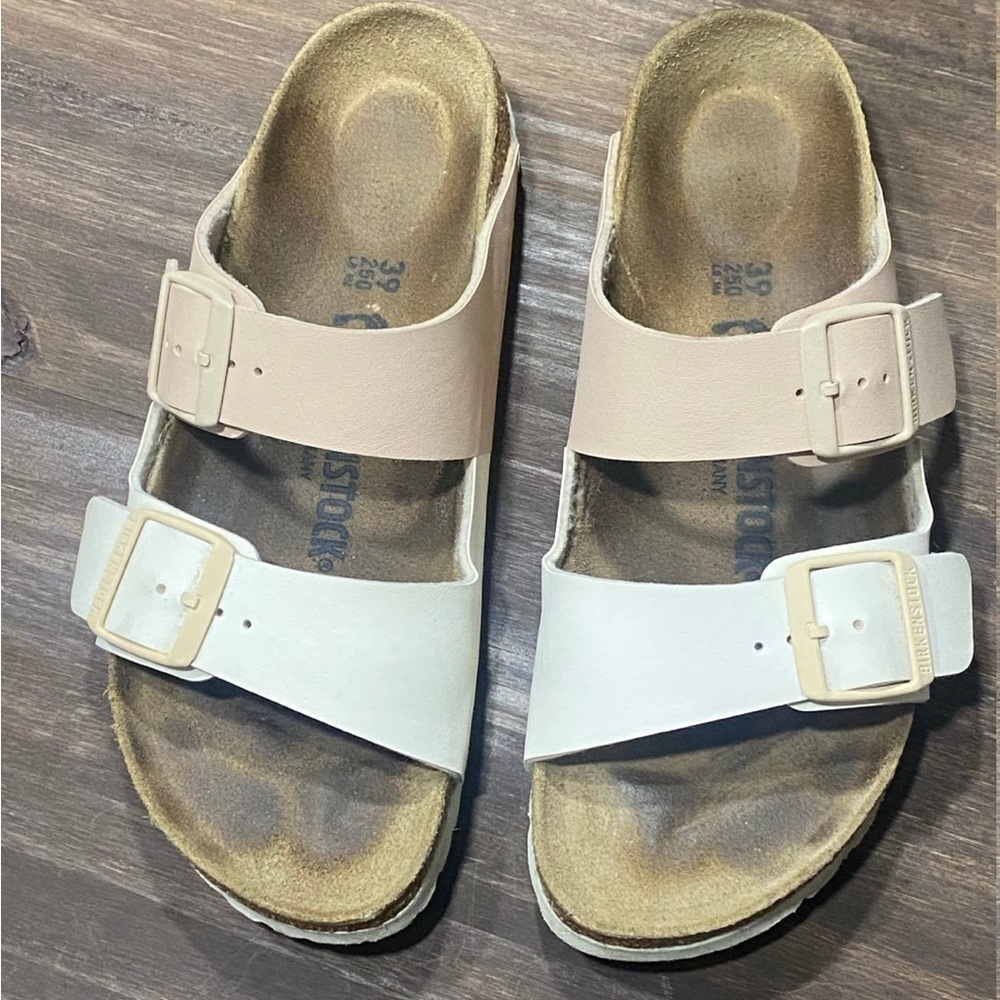 Birkenstock Beige and White Sandals